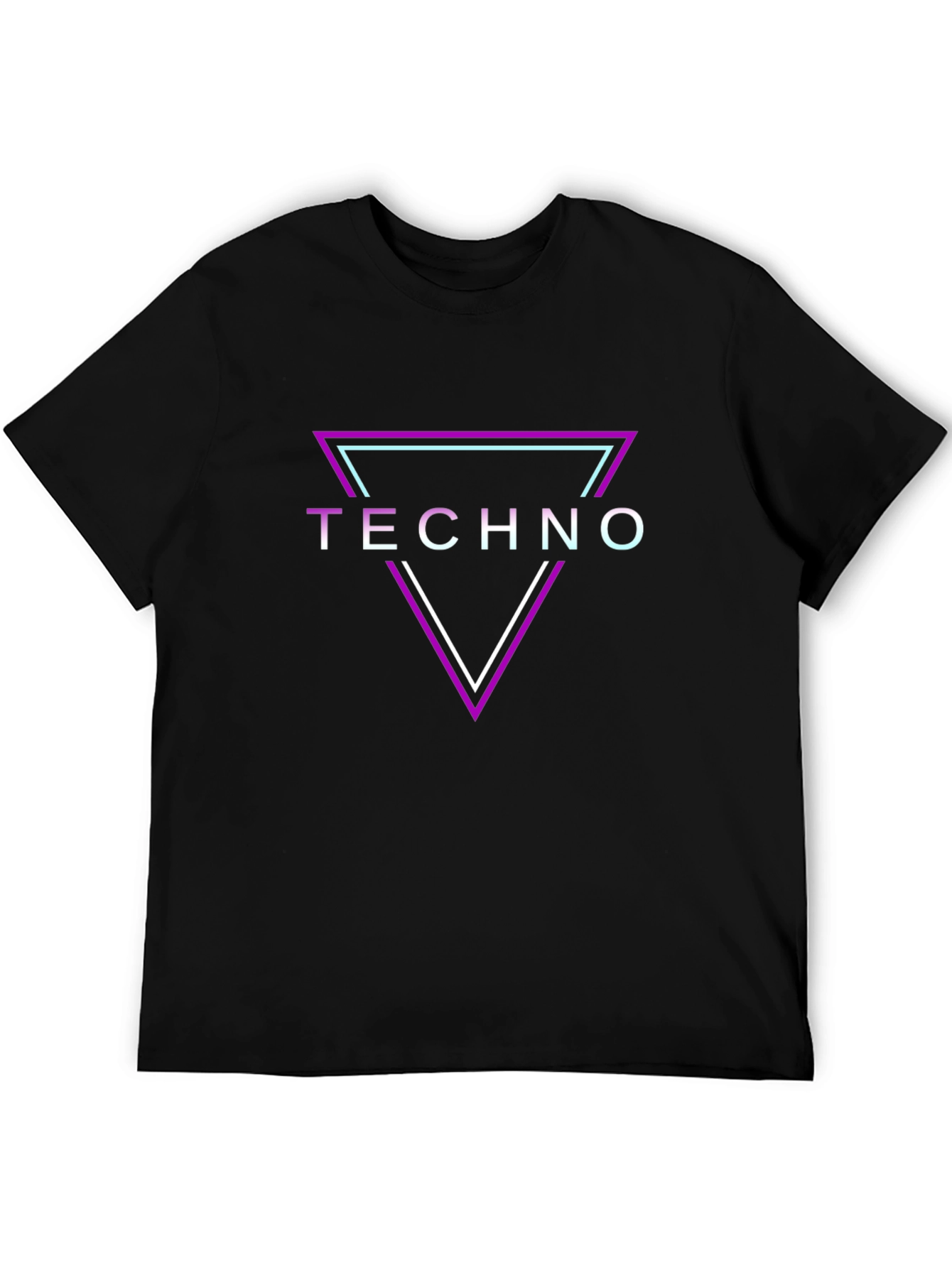 Retro Techno Triangle Graphic Black T-Shirt