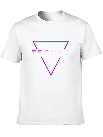 Retro Techno Triangle Graphic Black T-Shirt