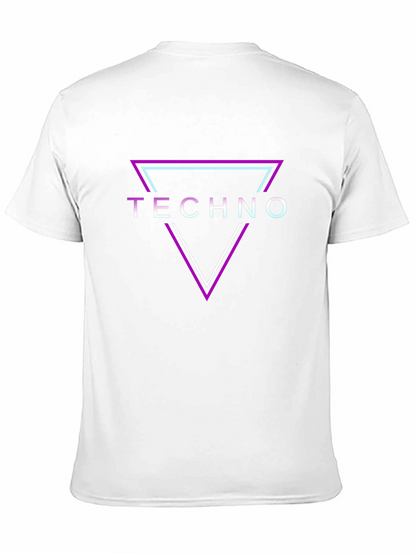 Retro Techno Triangle Graphic Black T-Shirt