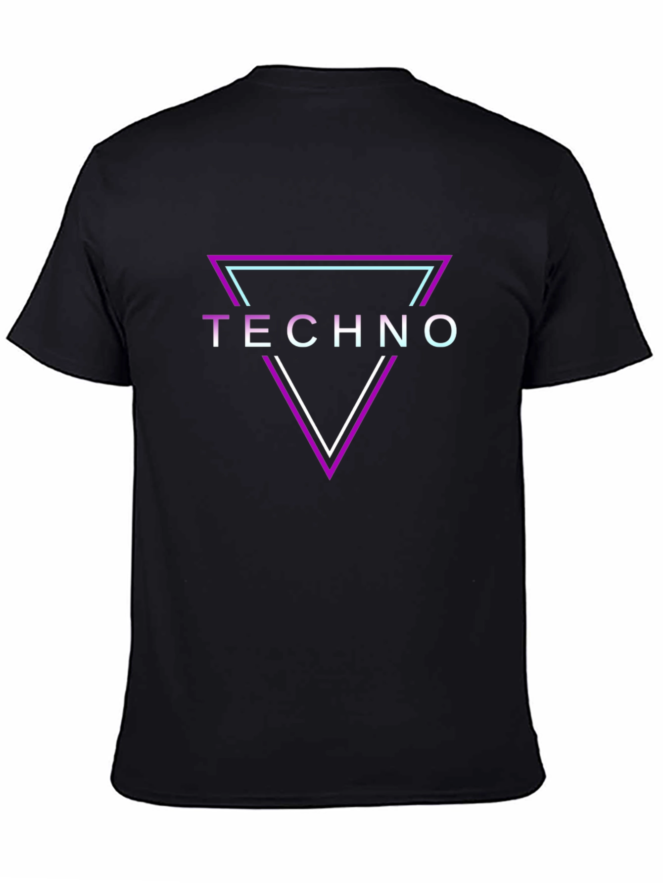 Retro Techno Triangle Graphic Black T-Shirt