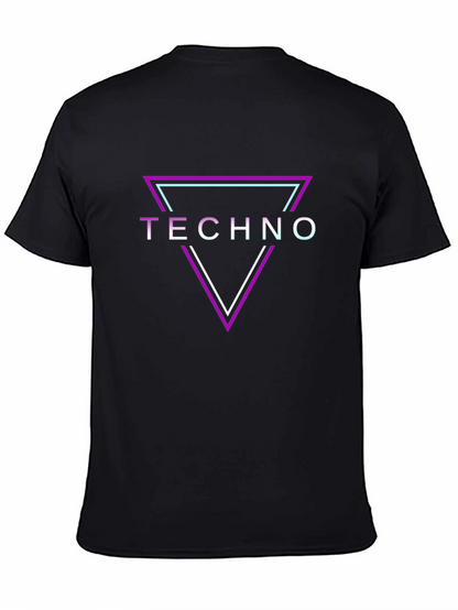 Retro Techno Triangle Graphic Black T-Shirt