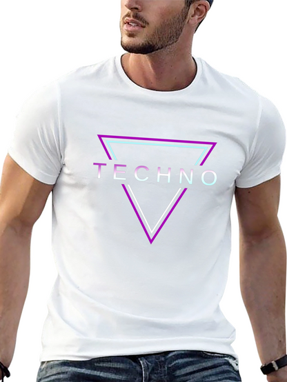 Retro Techno Triangle Graphic Black T-Shirt