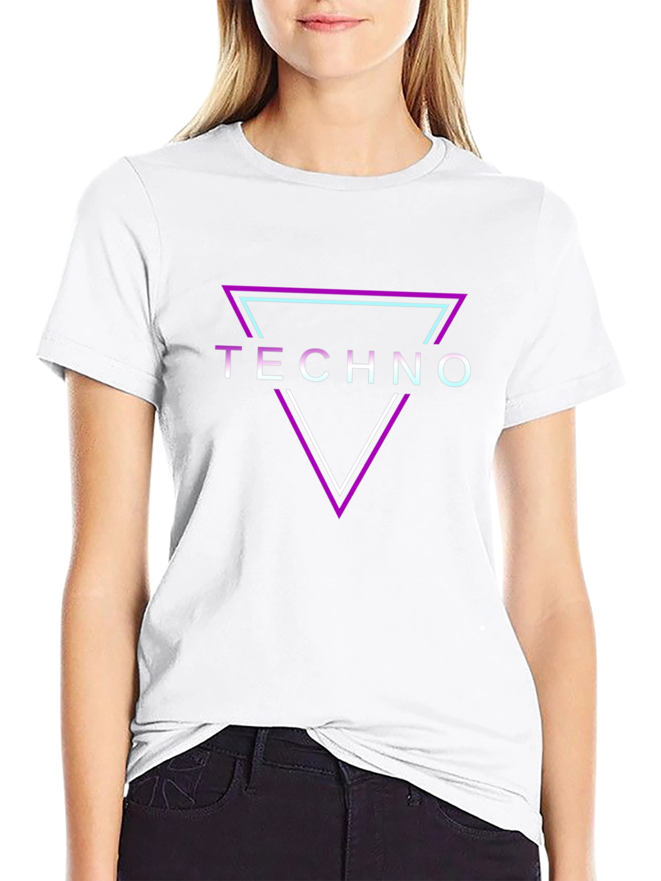 Retro Techno Triangle Graphic Black T-Shirt