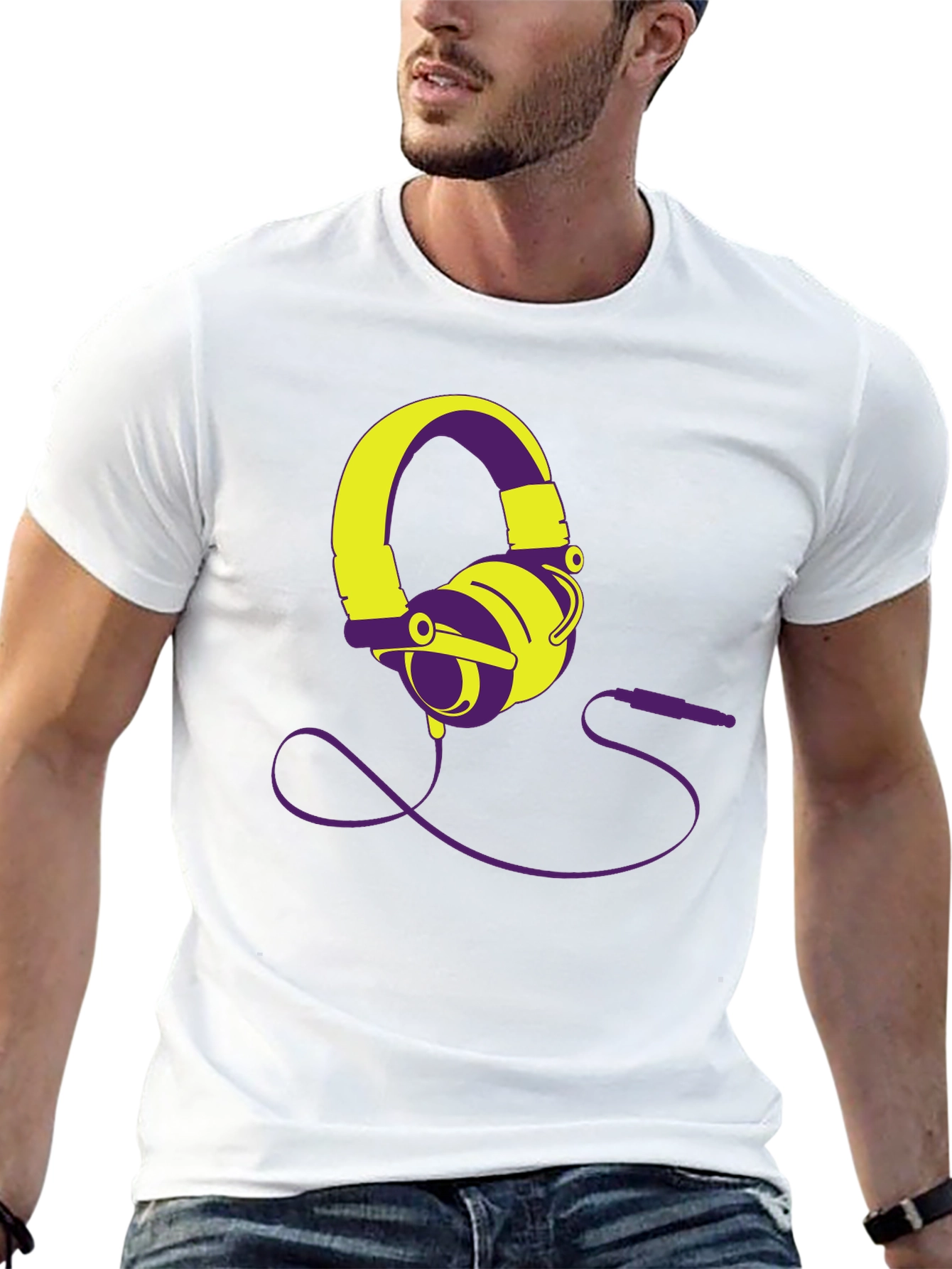 Modern Headphones Graphic Tee - Black