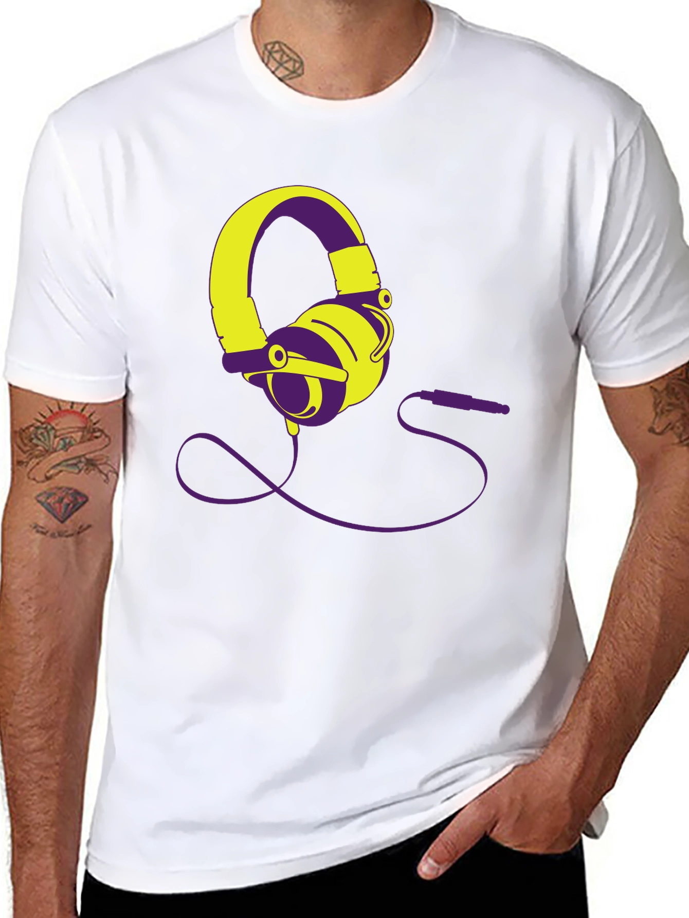 Modern Headphones Graphic Tee - Black