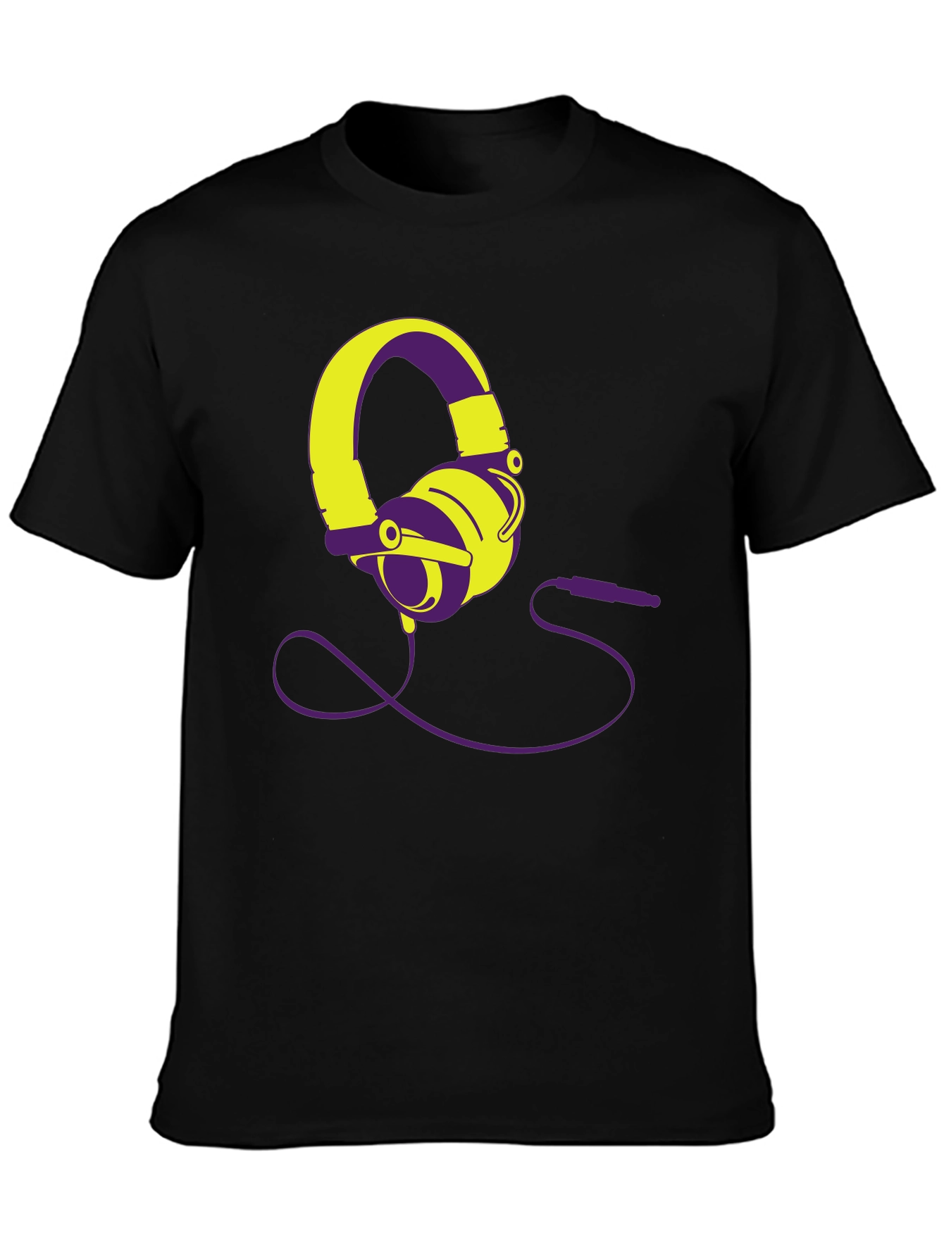 Modern Headphones Graphic Tee - Black