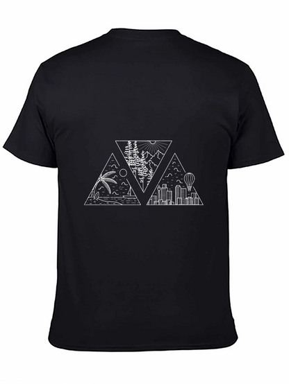 Geometric Landscape Graphic Tee - Black