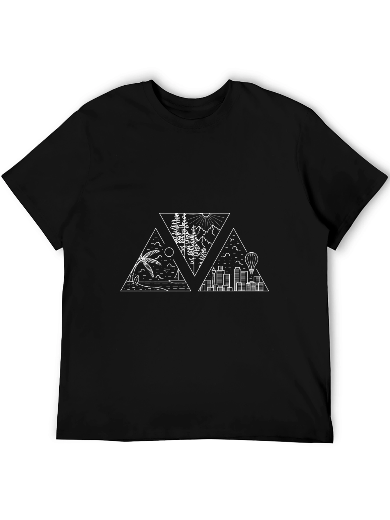 Geometric Landscape Graphic Tee - Black