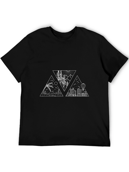 Geometric Landscape Graphic Tee - Black