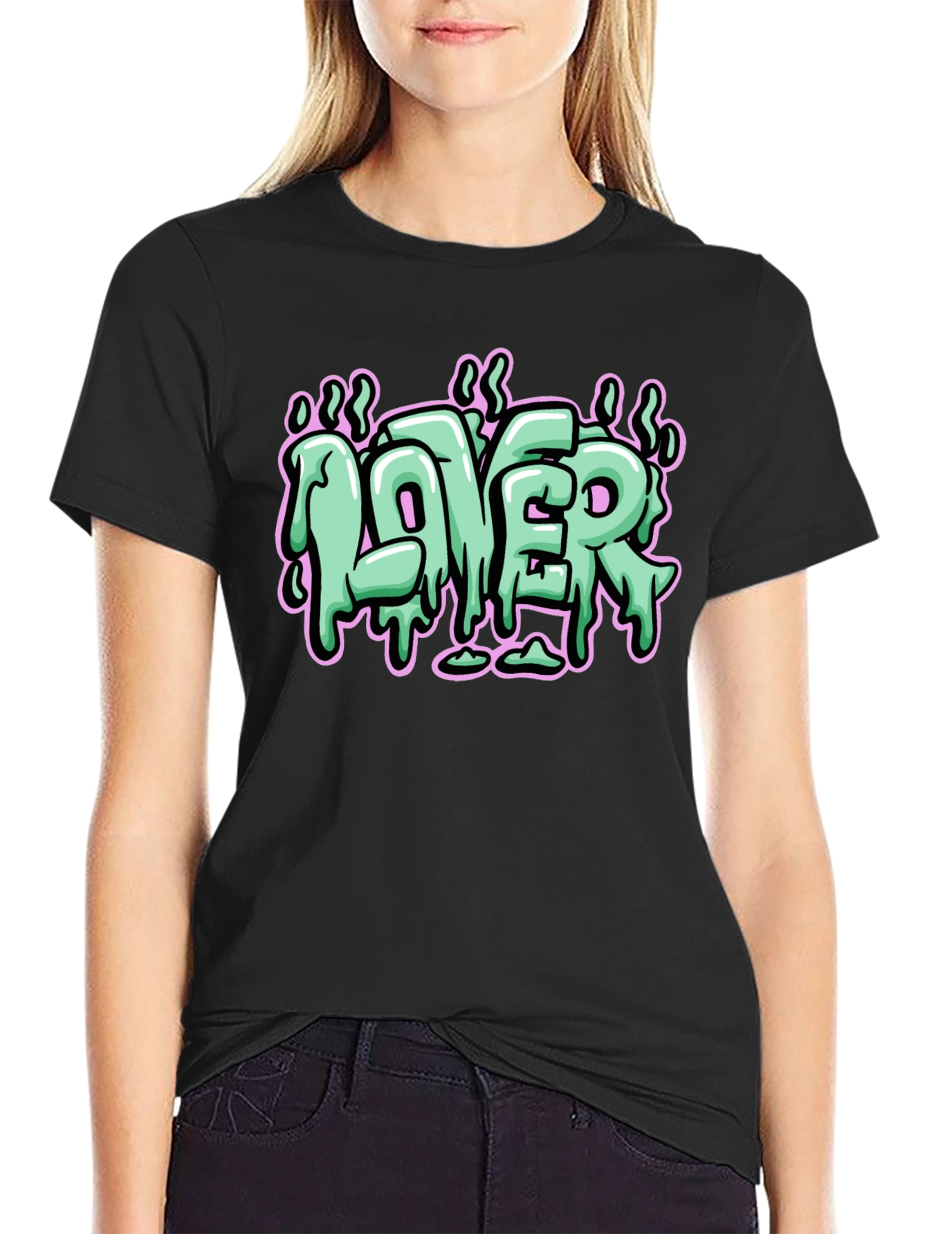 Lover Graphic Print Black T-Shirt