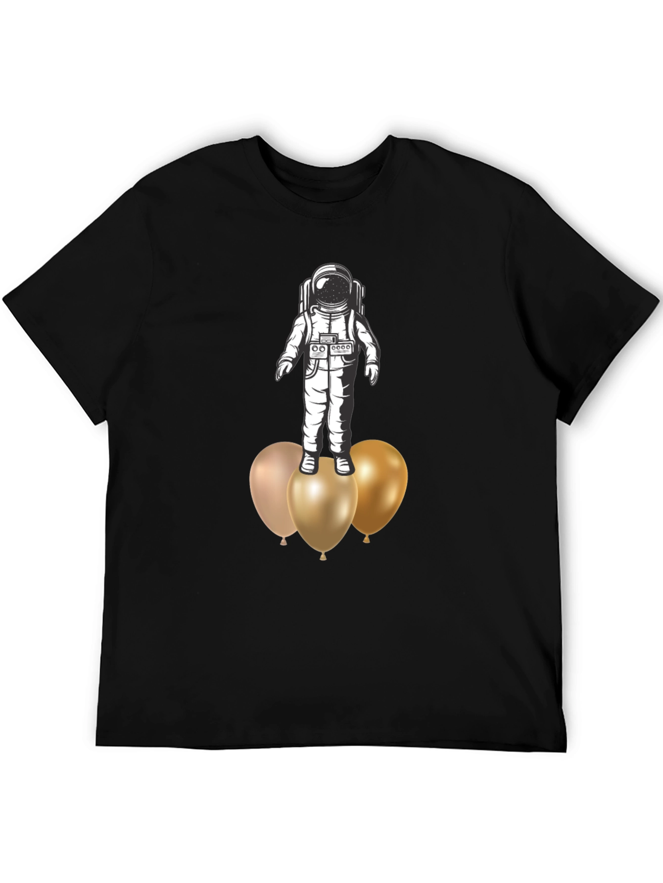 Astronaut on Balloons Graphic Tee - Black