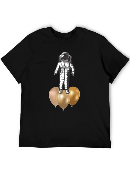 Astronaut on Balloons Graphic Tee - Black