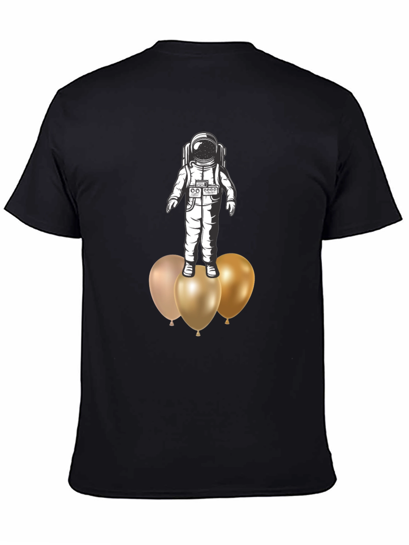 Astronaut on Balloons Graphic Tee - Black