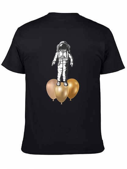 Astronaut on Balloons Graphic Tee - Black