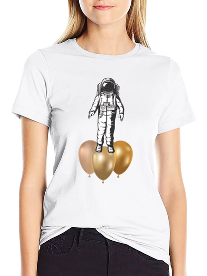 Astronaut on Balloons Graphic Tee - Black