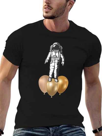 Astronaut on Balloons Graphic Tee - Black