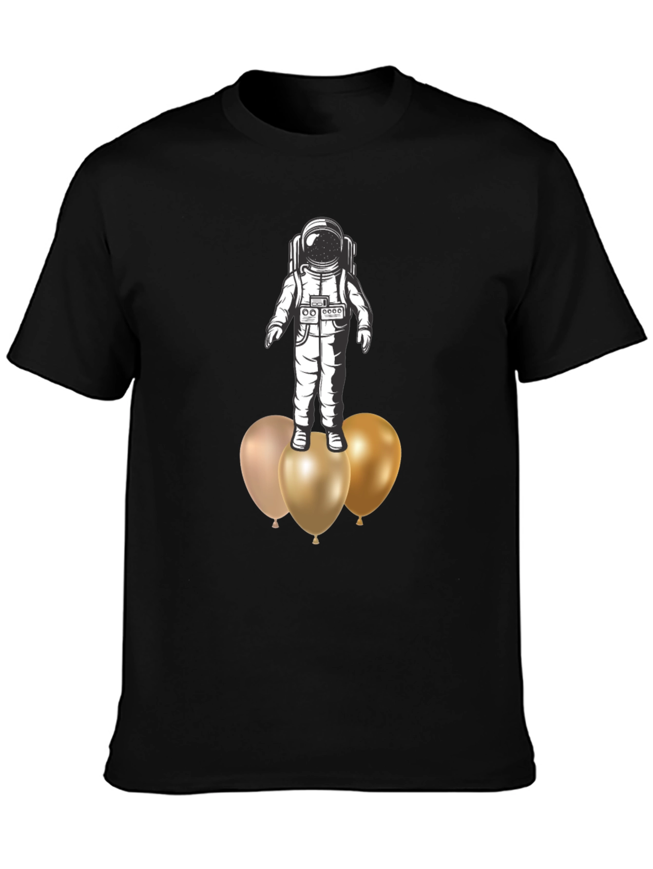 Astronaut on Balloons Graphic Tee - Black