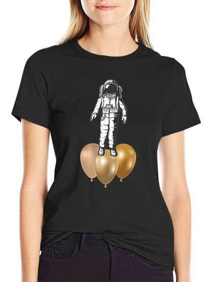 Astronaut on Balloons Graphic Tee - Black