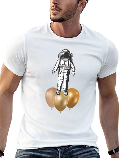 Astronaut on Balloons Graphic Tee - Black