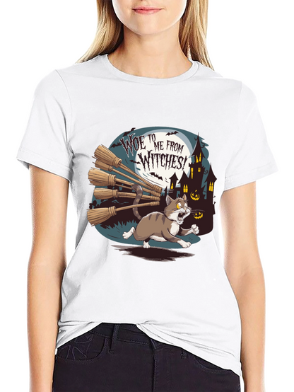 Woe to Me from Witches Halloween Cat T-Shirt