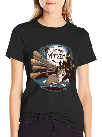 Woe to Me from Witches Halloween Cat T-Shirt