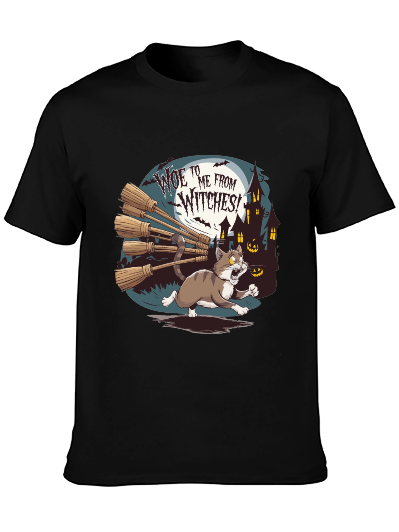 Woe to Me from Witches Halloween Cat T-Shirt