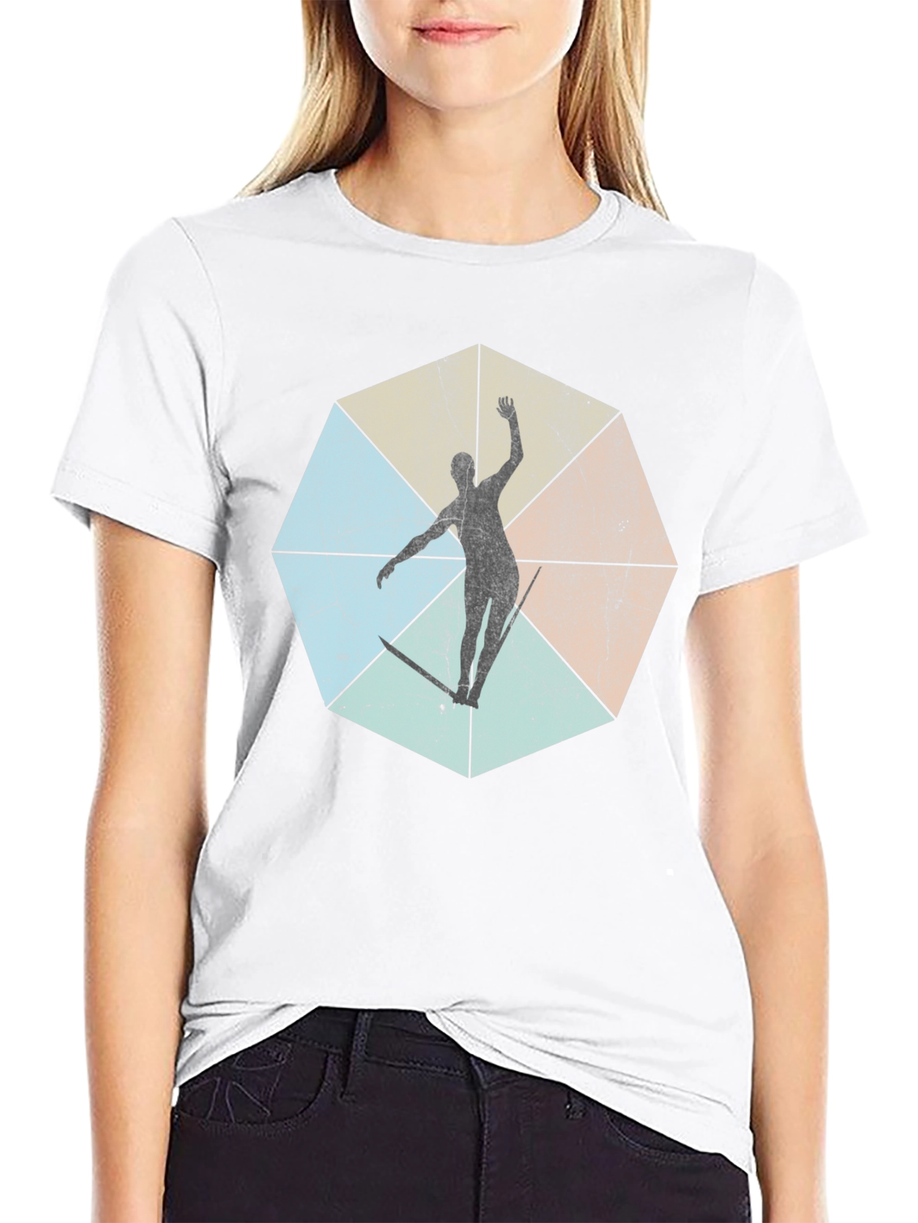 Geometric Surfer Graphic Tee - Cool & Casual