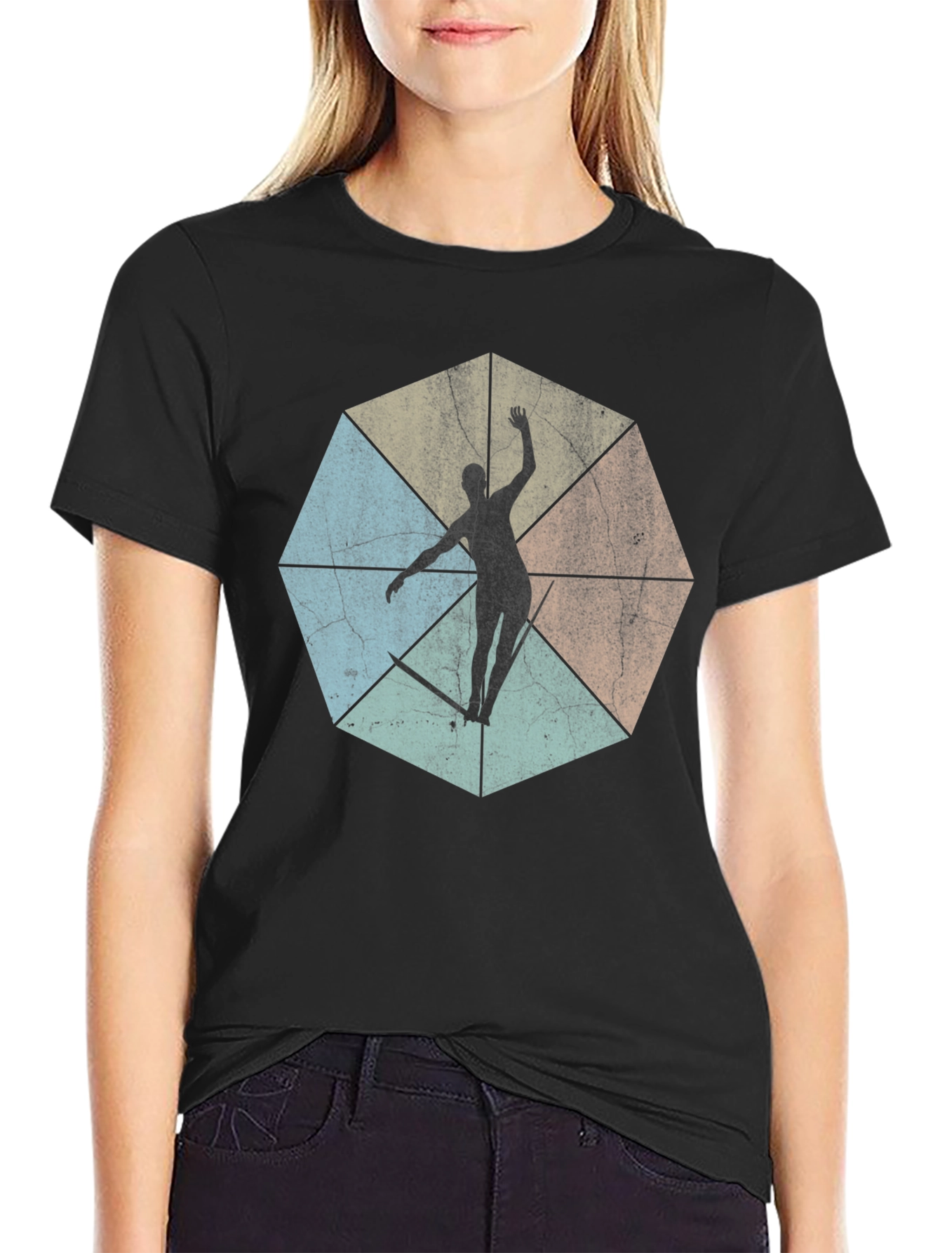 Geometric Surfer Graphic Tee - Cool & Casual