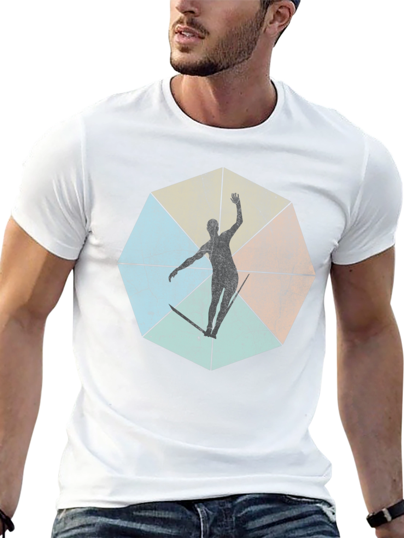 Geometric Surfer Graphic Tee - Cool & Casual