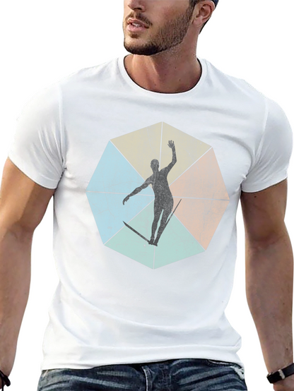 Geometric Surfer Graphic Tee - Cool & Casual