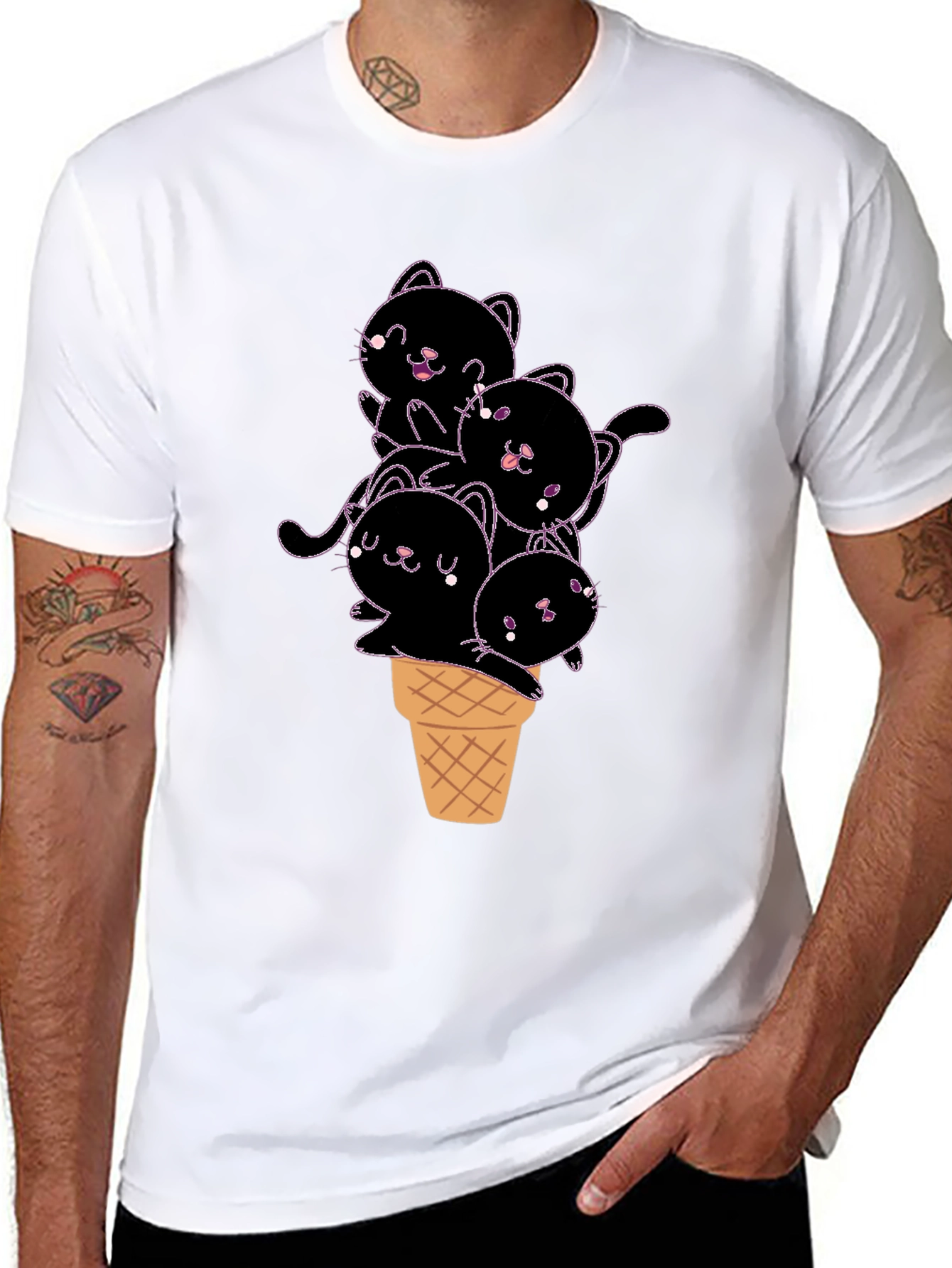 Kitten Ice Cream Cone Graphic Tee