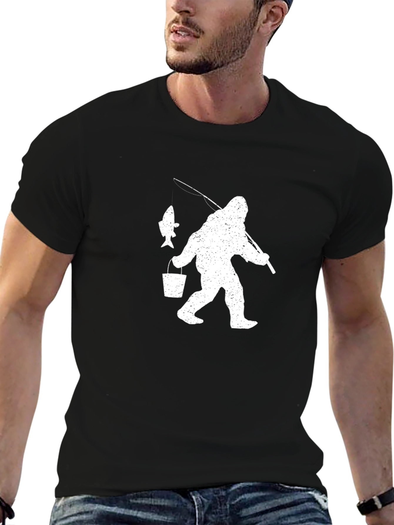 Sasquatch Fishing T-Shirt - Bigfoot Fisherman Tee
