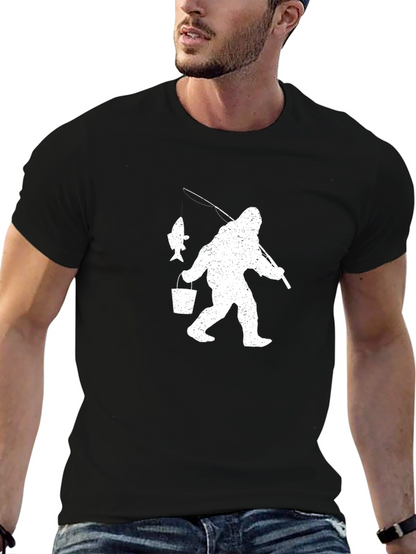 Sasquatch Fishing T-Shirt - Bigfoot Fisherman Tee