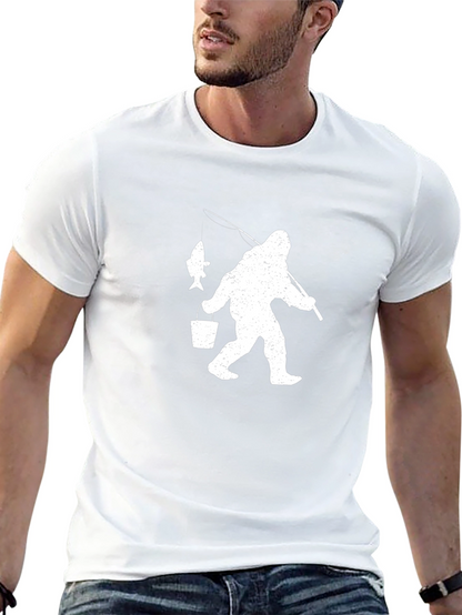 Sasquatch Fishing T-Shirt - Bigfoot Fisherman Tee