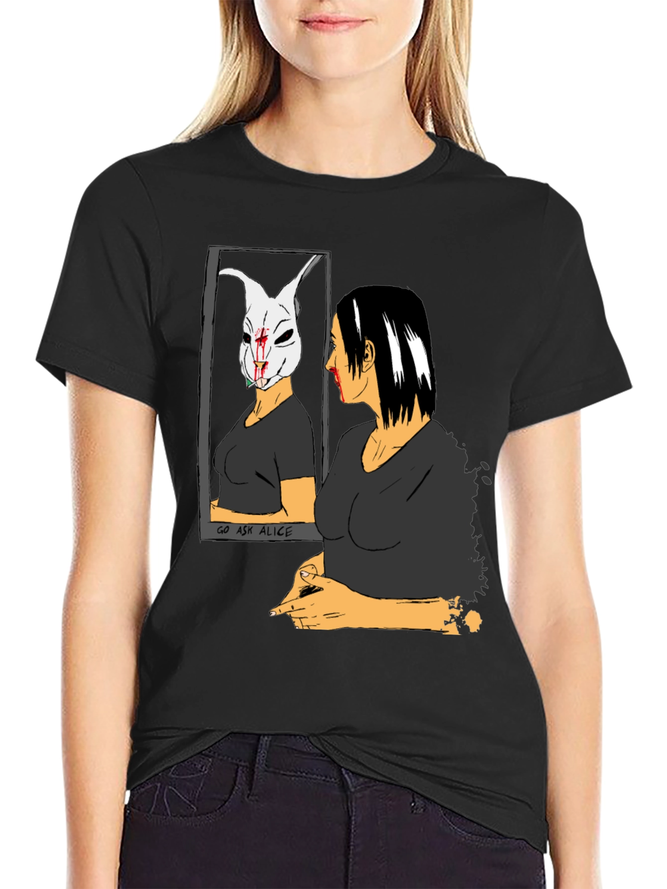 Go Ask Alice Black Graphic T-Shirt