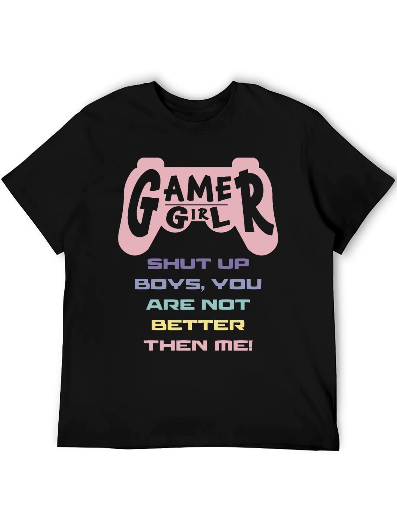 Gamer Girl Graphic T-Shirt - Black Cotton Tee