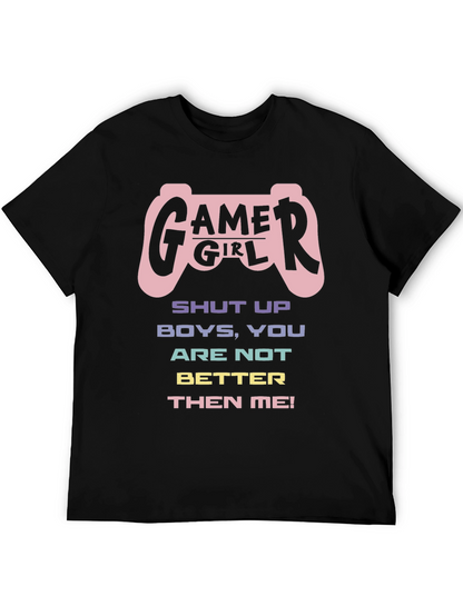 Gamer Girl Graphic T-Shirt - Black Cotton Tee