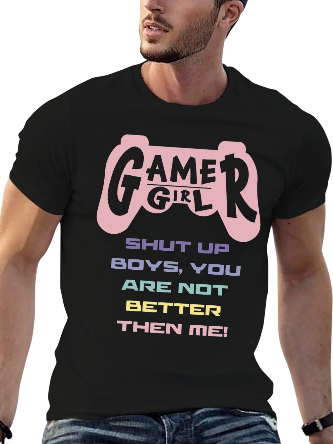 Gamer Girl Graphic T-Shirt - Black Cotton Tee