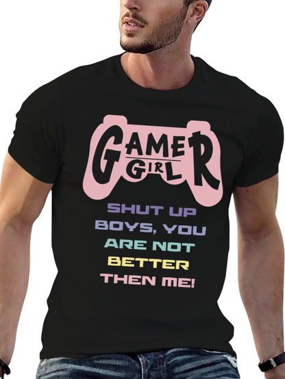 Gamer Girl Graphic T-Shirt - Black Cotton Tee
