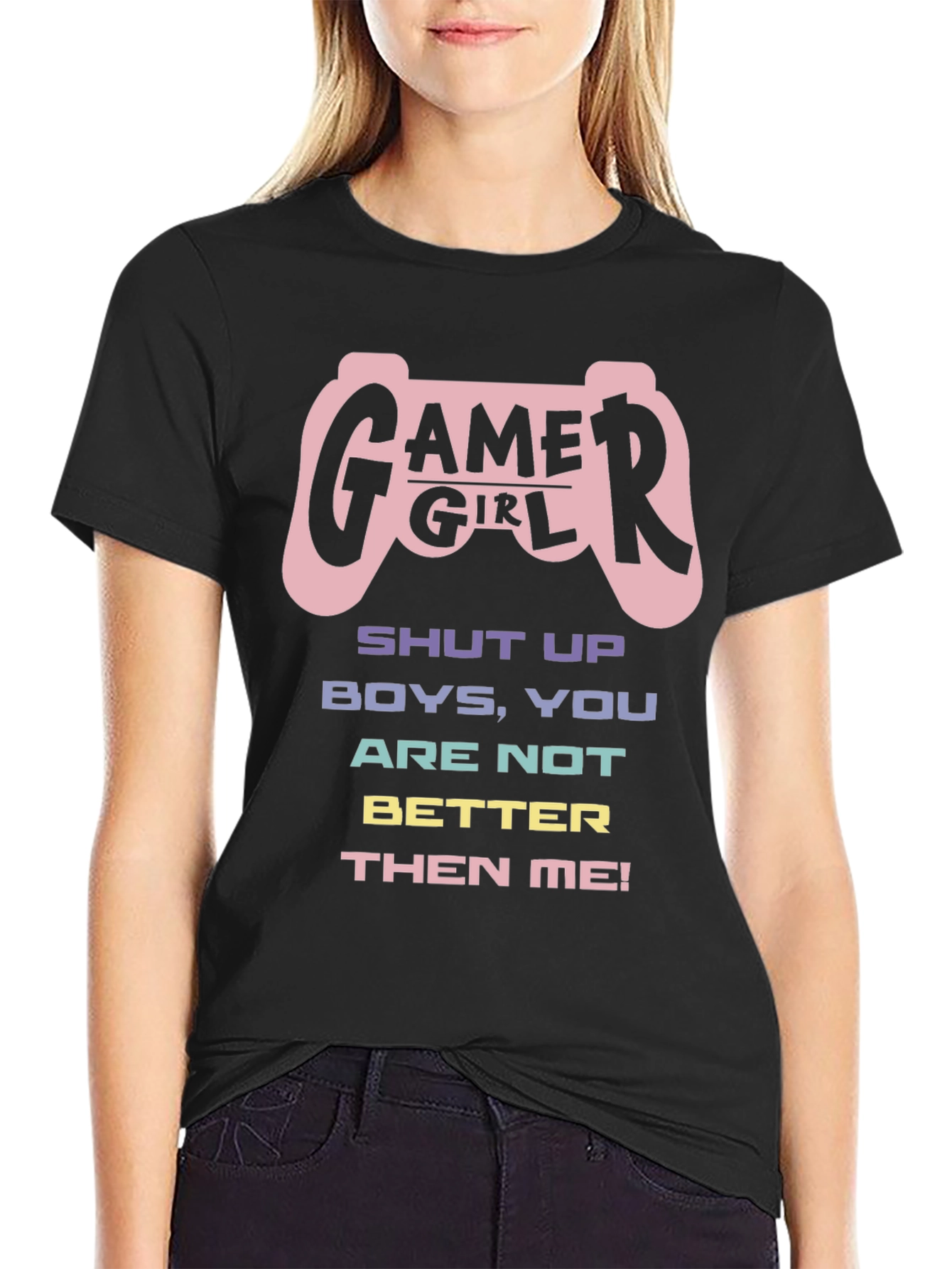 Gamer Girl Graphic T-Shirt - Black Cotton Tee