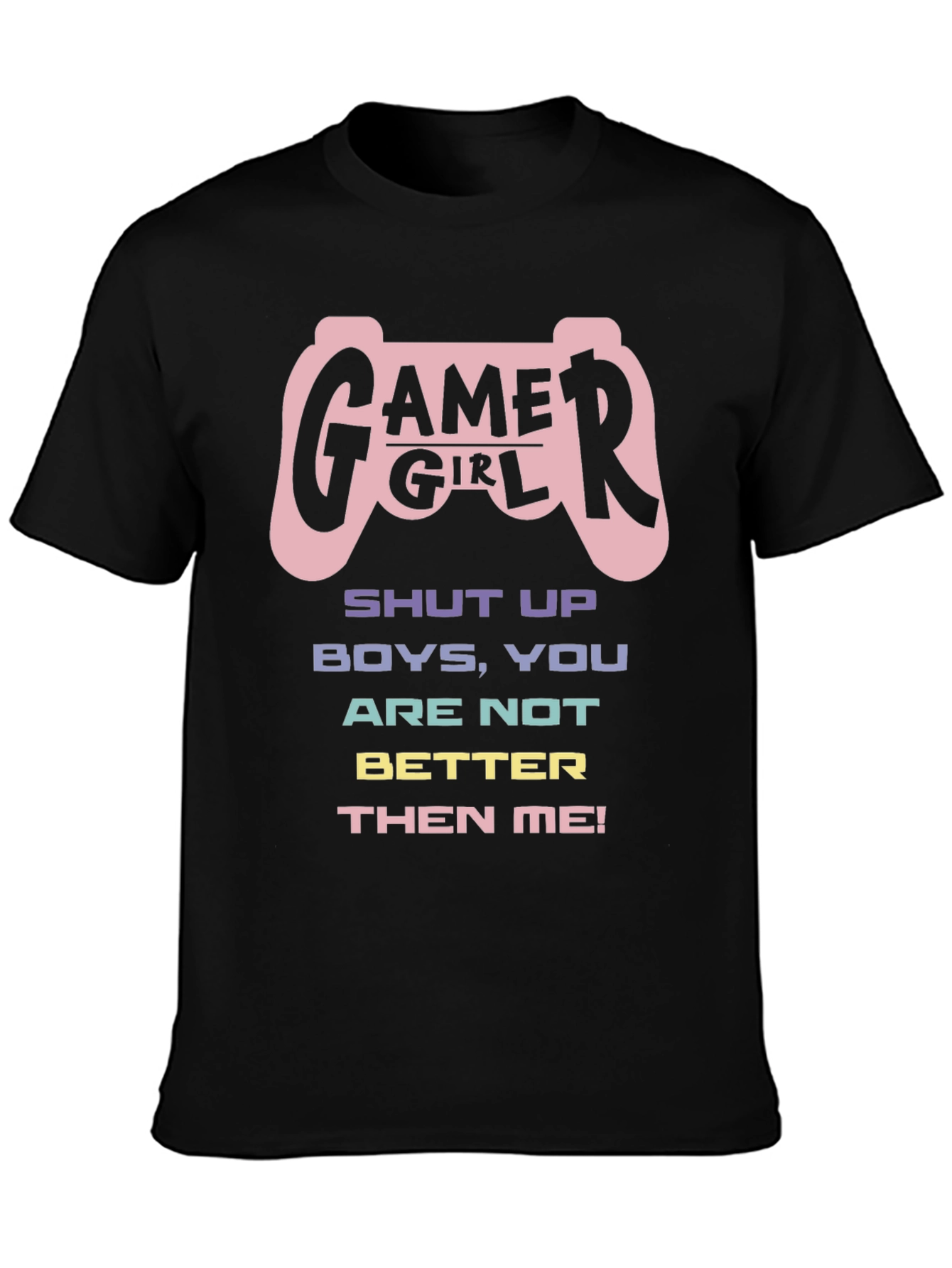 Gamer Girl Graphic T-Shirt - Black Cotton Tee