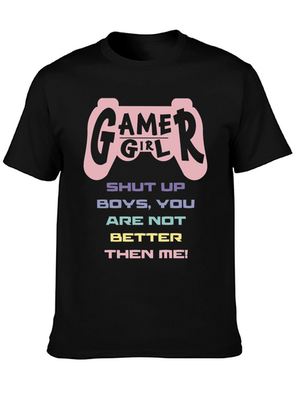 Gamer Girl Graphic T-Shirt - Black Cotton Tee