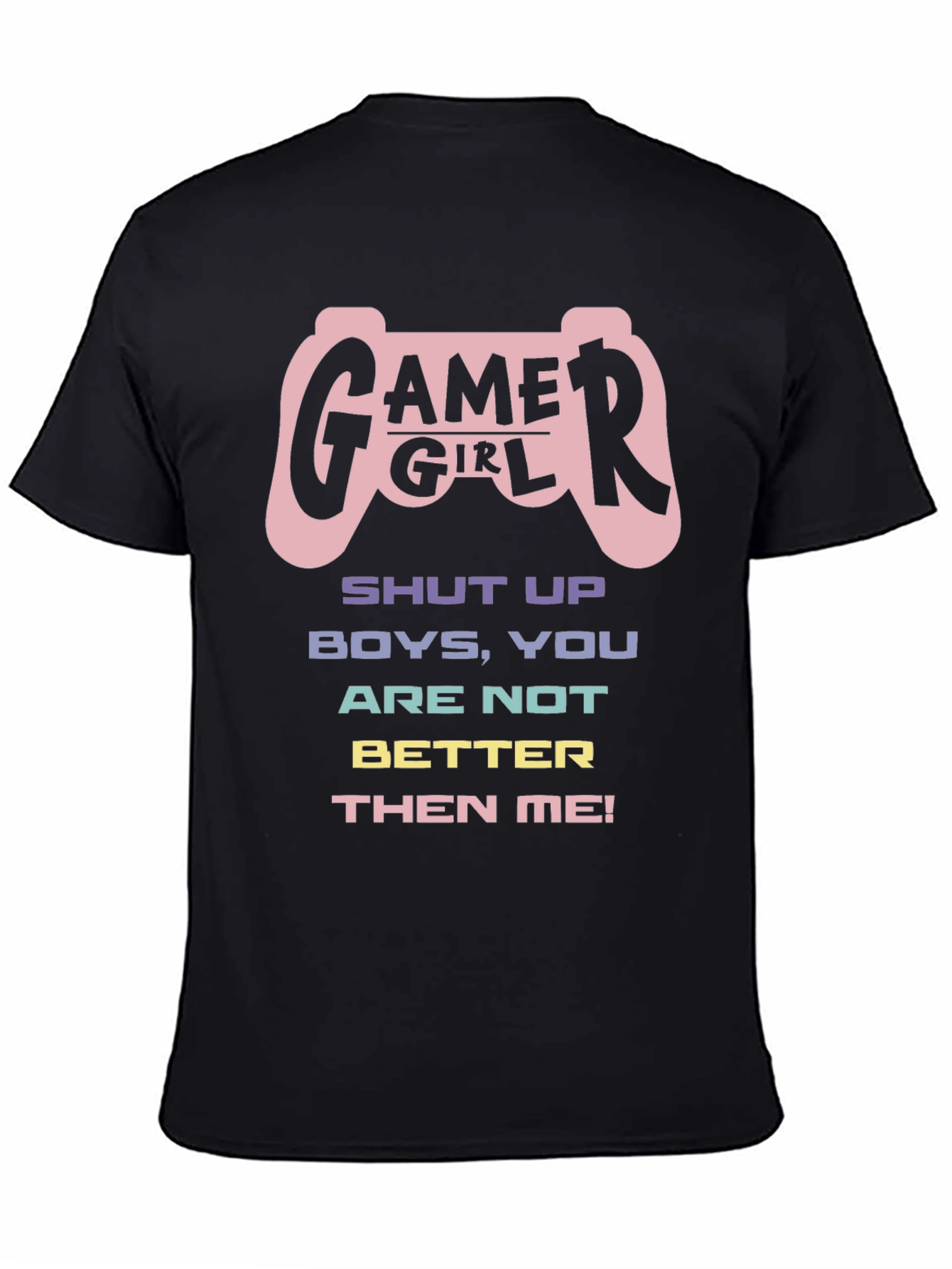 Gamer Girl Graphic T-Shirt - Black Cotton Tee