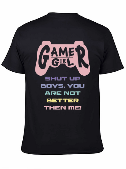 Gamer Girl Graphic T-Shirt - Black Cotton Tee