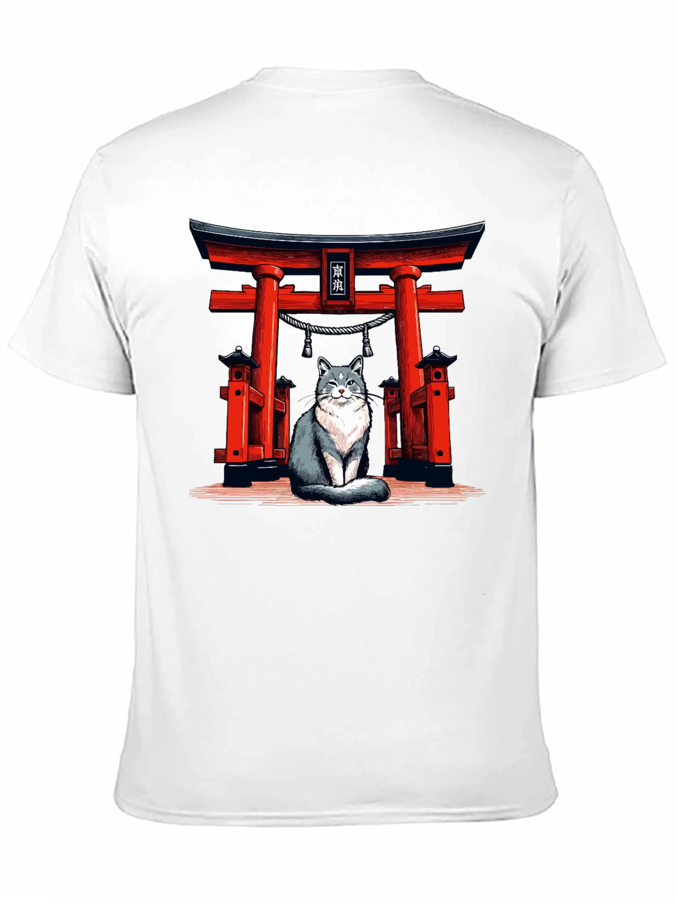 Cat Torii Gate Black T-Shirt