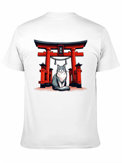 Cat Torii Gate Black T-Shirt