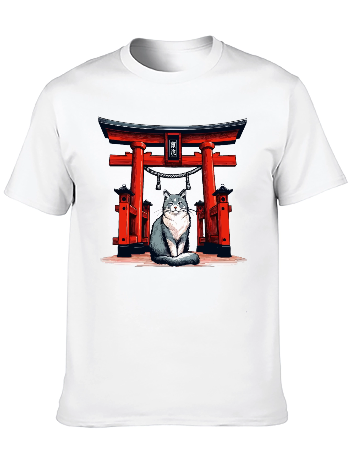 Cat Torii Gate Black T-Shirt