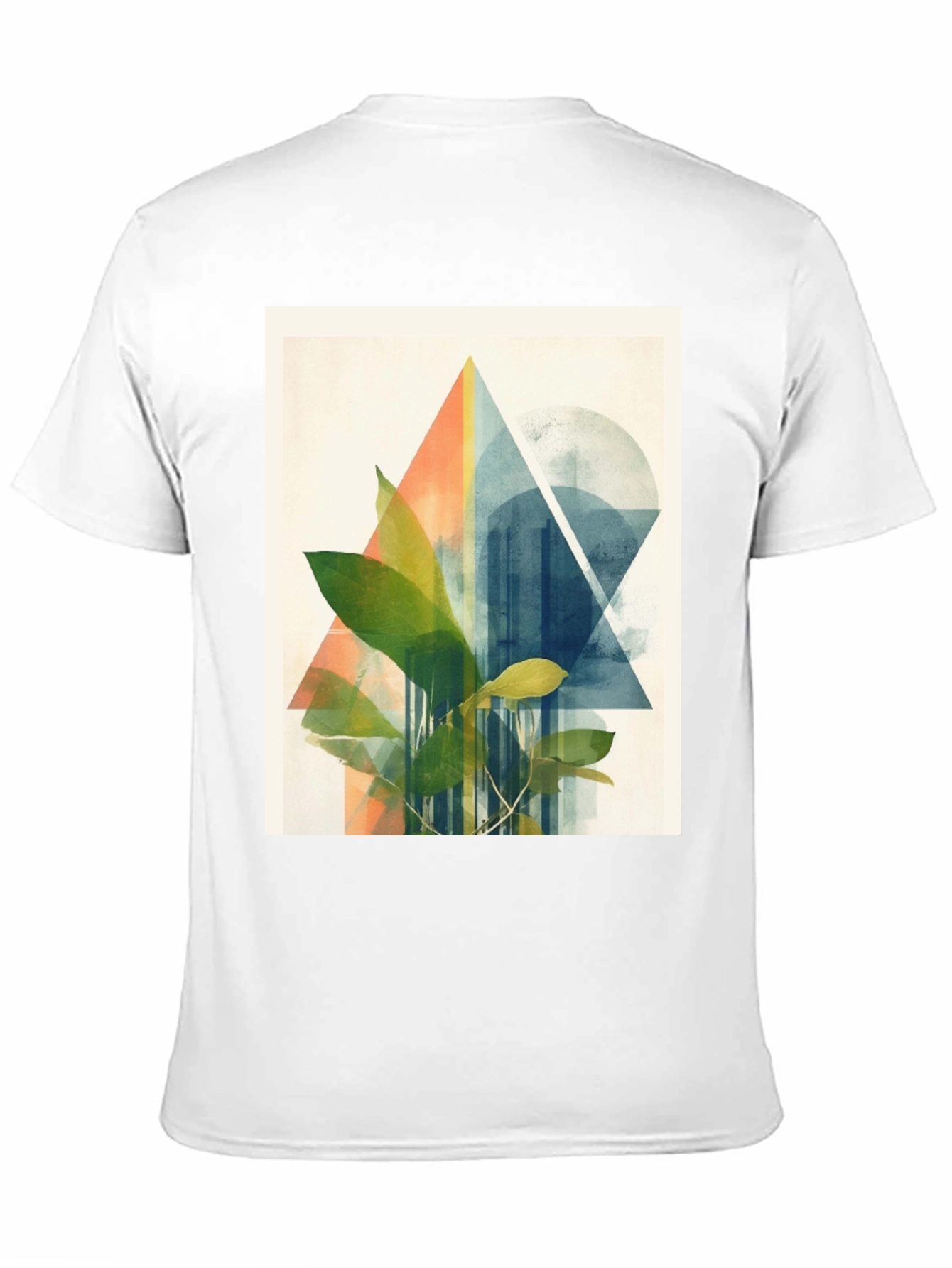 Geometric Plant Print Black T-Shirt