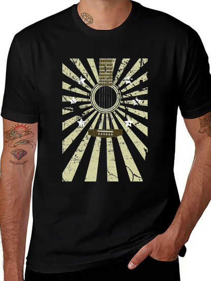Guitar Burst Graphic T-Shirt - Distressed Design