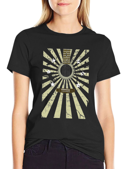 Guitar Burst Graphic T-Shirt - Distressed Design